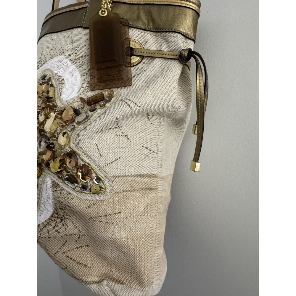 Unique Coach Audrey Canvas Limited Edition Tote bag w/ Jeweled Starfish 17024 - Picture 6 of 15